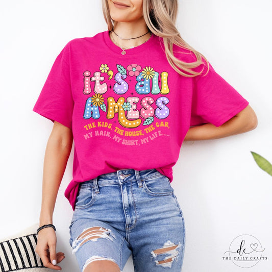 Funny Mom Shirt, Retro Mama Shirt, It's All A Mess Shirt, Mother's Day T Shirt, Hot Mess Mom Shirt