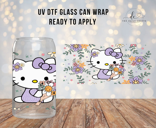 16oz UV dtf kawaii kitty Libby , hello kitty uv dtf | ready to apply cup wrap | no heat needed | permanent adhesive | waterproof